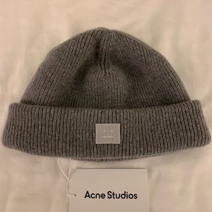 Acne Studios Grey Wool Patch Beanie